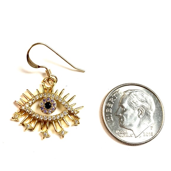 Evil Eye Earrings, Hamsa, Protection, Minimalist - Picture 5 of 10